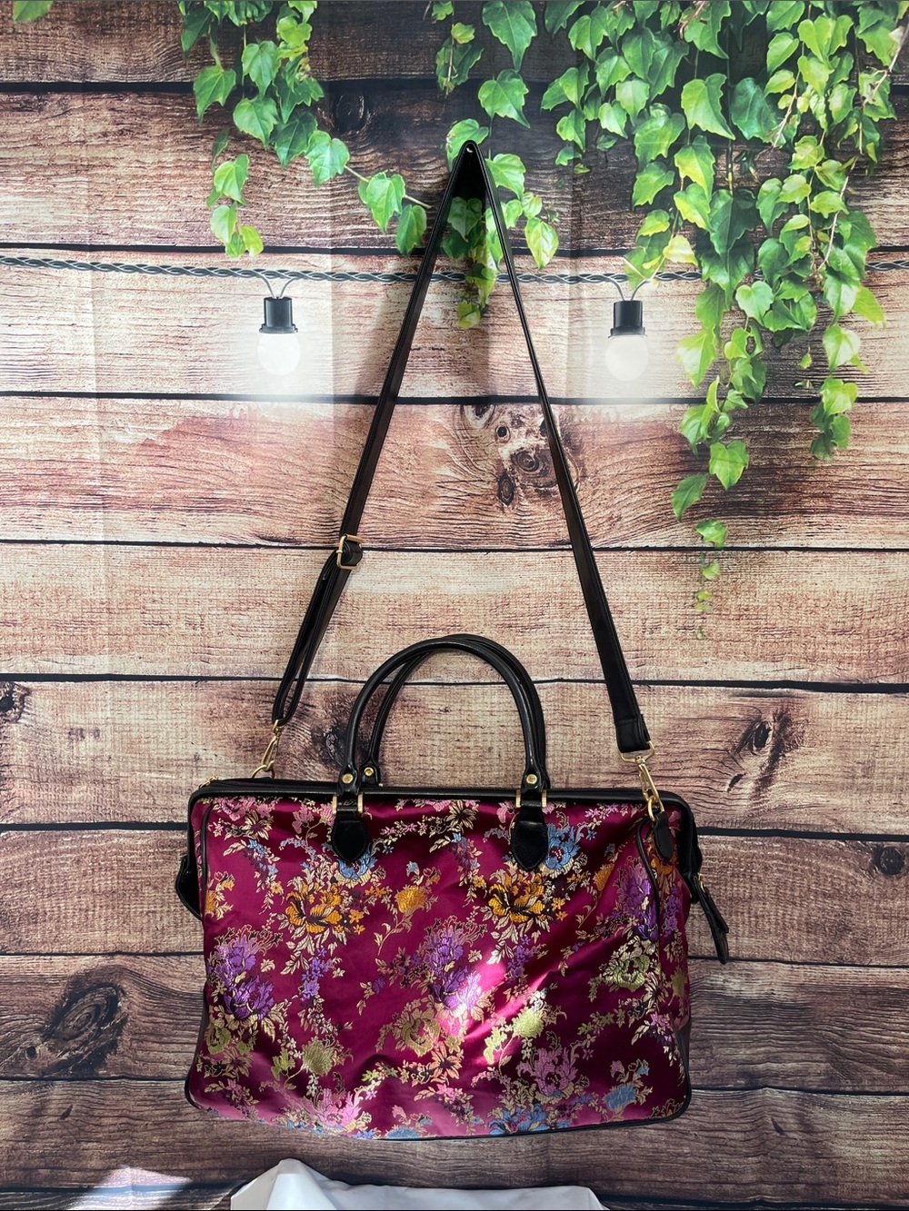 Vintage satin travel bag large
